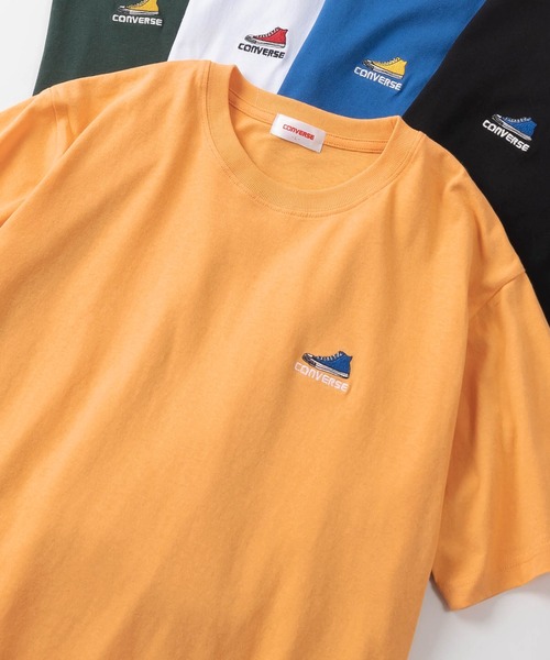 CONVERSE（コンバース）の「【CONVERSE/コンバース】ブランドロゴ＆スニーカー&ALL STARサガラワンポイント刺繍 半袖Tシャツ/ユニセックス（Tシャツ/カットソー・レディース・ブラック系その他/オフホワイト/グリーン/ブラック系その他2/イエロー/ロイヤルブルー/ブラック/ライトホワイト/アッシュグレー/ライトブルー/ダークネイビー/グレー/ヘザーグレー/ライトグレー/ダークブルー/ホワイト/ネイビー/ダークグリーン/サックスブルー/ライトイエロー/ブルー/レッド・XL/M/L）」の20枚目の写真