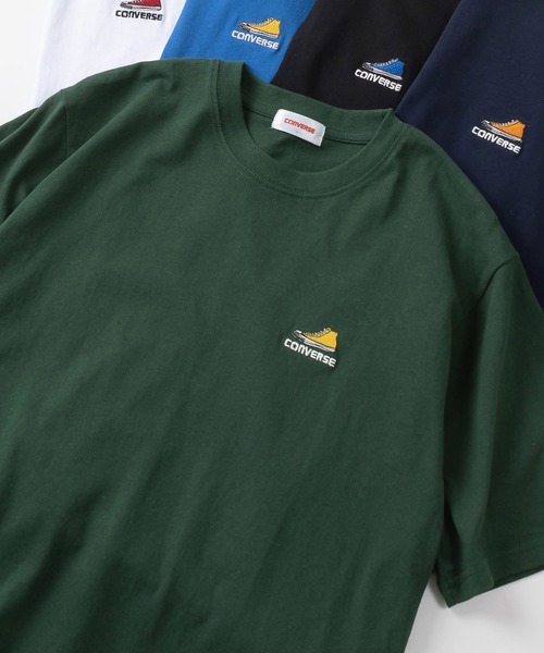CONVERSE（コンバース）の「【CONVERSE/コンバース】ブランドロゴ＆スニーカー&ALL STARサガラワンポイント刺繍 半袖Tシャツ/ユニセックス（Tシャツ/カットソー・レディース・ブラック系その他/オフホワイト/グリーン/ブラック系その他2/イエロー/ロイヤルブルー/ブラック/ライトホワイト/アッシュグレー/ライトブルー/ダークネイビー/グレー/ヘザーグレー/ライトグレー/ダークブルー/ホワイト/ネイビー/ダークグリーン/サックスブルー/ライトイエロー/ブルー/レッド・XL/M/L）」の12枚目の写真