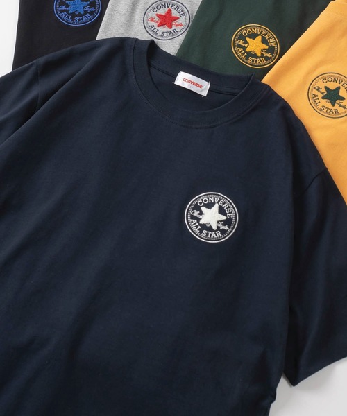 CONVERSE（コンバース）の「【CONVERSE/コンバース】ブランドロゴ＆スニーカー&ALL STARサガラワンポイント刺繍 半袖Tシャツ/ユニセックス（Tシャツ/カットソー・レディース・ブラック系その他/オフホワイト/グリーン/ブラック系その他2/イエロー/ロイヤルブルー/ブラック/ライトホワイト/アッシュグレー/ライトブルー/ダークネイビー/グレー/ヘザーグレー/ライトグレー/ダークブルー/ホワイト/ネイビー/ダークグリーン/サックスブルー/ライトイエロー/ブルー/レッド・XL/M/L）」の19枚目の写真
