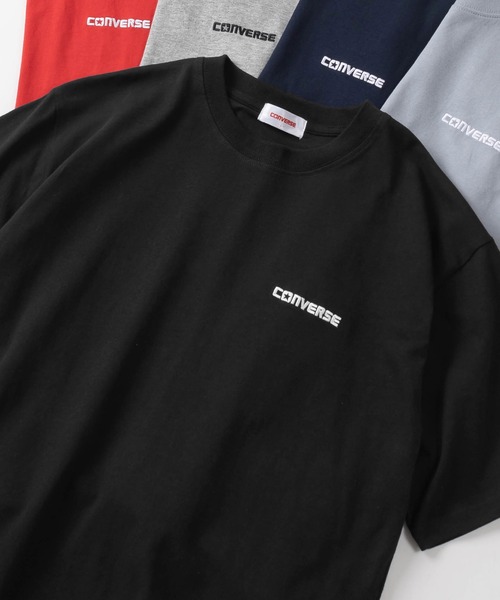 CONVERSE（コンバース）の「【CONVERSE/コンバース】ブランドロゴ＆スニーカー&ALL STARサガラワンポイント刺繍 半袖Tシャツ/ユニセックス（Tシャツ/カットソー・レディース・ブラック系その他/オフホワイト/グリーン/ブラック系その他2/イエロー/ロイヤルブルー/ブラック/ライトホワイト/アッシュグレー/ライトブルー/ダークネイビー/グレー/ヘザーグレー/ライトグレー/ダークブルー/ホワイト/ネイビー/ダークグリーン/サックスブルー/ライトイエロー/ブルー/レッド・XL/M/L）」の5枚目の写真