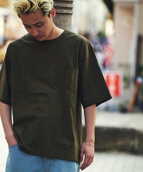 AOZORA（アオゾラ）の「AOZORA/アオゾラ　カットオフTシャツ（Tシャツ/カットソー・メンズ・エメラルド/バイオレット/ブラウン/オリーブ/ブラック/ホワイト/ライトオレンジ系・MEDIUM/LARGE）」の20枚目の写真