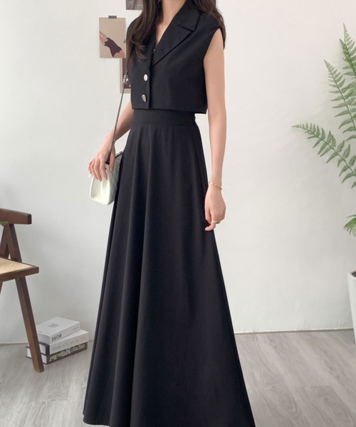 ABITOKYO（アビトーキョー）の「ショート丈ジャケット＆ハイウエストボリュームフレアスカートセットアップ（セットアップ・レディース・ベージュ/モカ/ブラック/チャコールグレー/ブルーグレー/ブラウン/カーキ・M/L）」の14枚目の写真