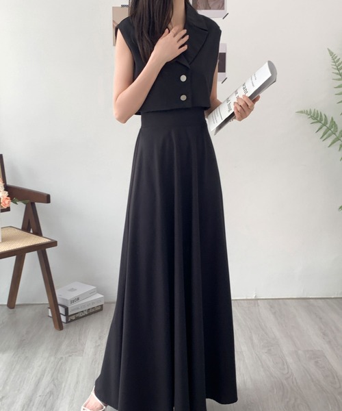 ABITOKYO（アビトーキョー）の「ショート丈ジャケット＆ハイウエストボリュームフレアスカートセットアップ（セットアップ・レディース・ベージュ/モカ/ブラック/チャコールグレー/ブルーグレー/ブラウン/カーキ・M/L）」の17枚目の写真