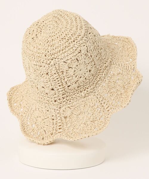 UP START（アップスタート）の「【Strawberry Vally】モチーフ柄 手編み ペーパー ハット 大人カジュアル（ハット・レディース・キナリ/オレンジ/ベージュ・FREE）」の4枚目の写真