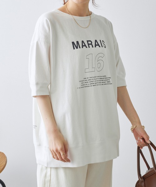 PUAL CE CIN(ピュアルセシン)の「ロゴプリントBIGTシャツ(Tシャツ/カットソー・レディース・ベージュ/チャコールグレー/オフホワイト・FREE)」の12枚目の写真