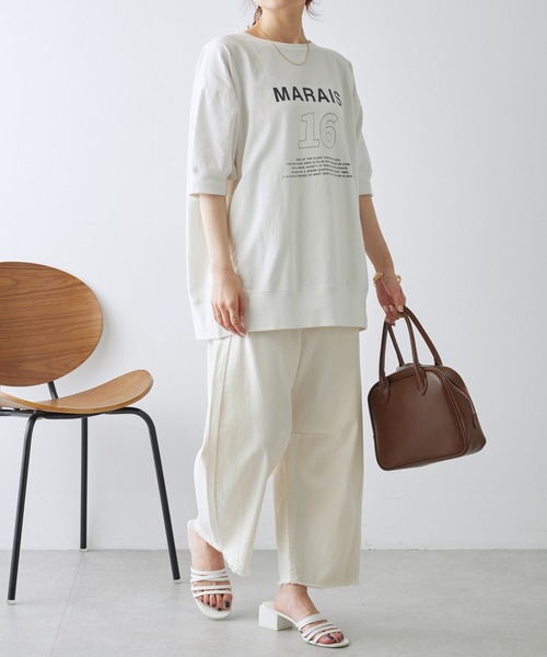 PUAL CE CIN(ピュアルセシン)の「ロゴプリントBIGTシャツ(Tシャツ/カットソー・レディース・ベージュ/チャコールグレー/オフホワイト・FREE)」の14枚目の写真