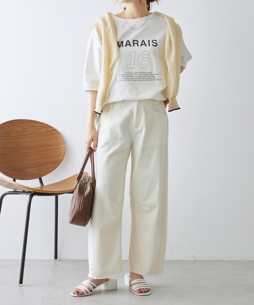 PUAL CE CIN(ピュアルセシン)の「ロゴプリントBIGTシャツ(Tシャツ/カットソー・レディース・ベージュ/チャコールグレー/オフホワイト・FREE)」の17枚目の写真