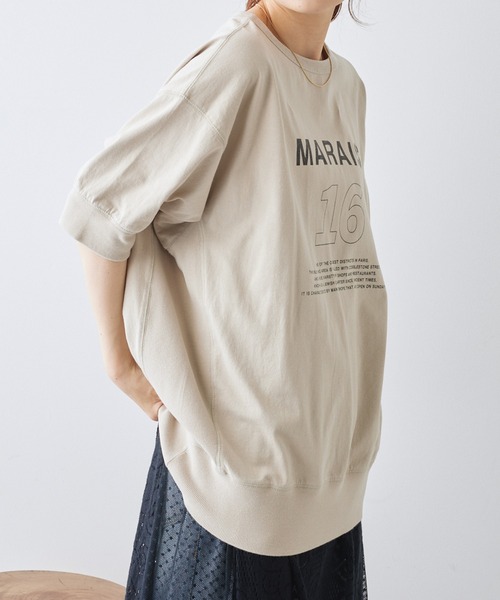 PUAL CE CIN(ピュアルセシン)の「ロゴプリントBIGTシャツ(Tシャツ/カットソー・レディース・ベージュ/チャコールグレー/オフホワイト・FREE)」の19枚目の写真