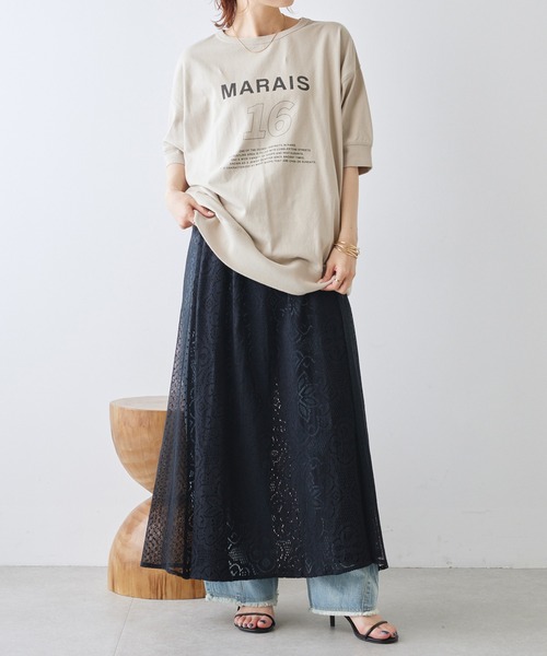 PUAL CE CIN(ピュアルセシン)の「ロゴプリントBIGTシャツ(Tシャツ/カットソー・レディース・ベージュ/チャコールグレー/オフホワイト・FREE)」の21枚目の写真