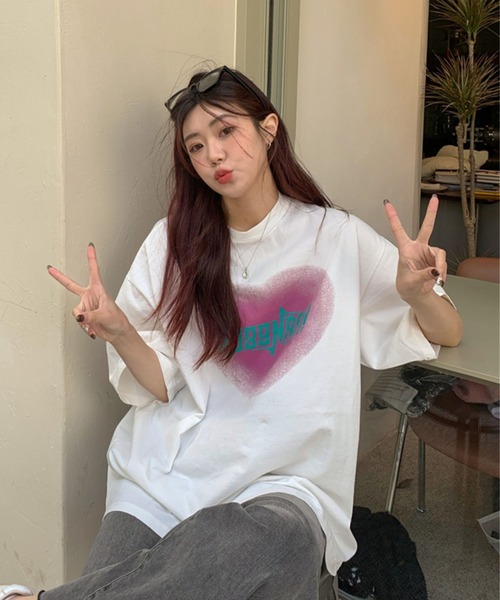 ぼんやりハートオーバーサイズT（Tシャツ/カットソー）｜LYEON（リヨン