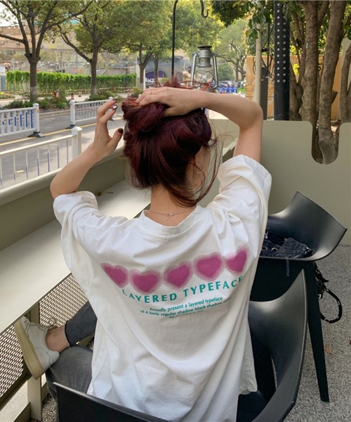 LYEON（リヨン）の「ぼんやりハートオーバーサイズT（Tシャツ/カットソー・レディース・グレー/ホワイト/チャコールグレー・FREE）」の13枚目の写真