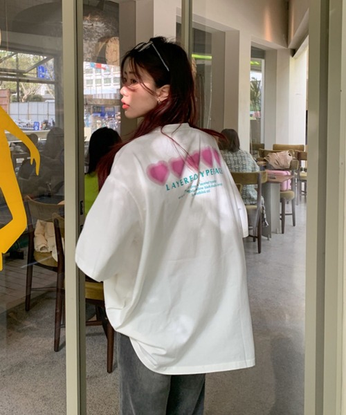 LYEON（リヨン）の「ぼんやりハートオーバーサイズT（Tシャツ/カットソー・レディース・グレー/ホワイト/チャコールグレー・FREE）」の22枚目の写真