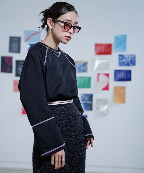 miette(ミエット)の「裾ゴムラグランスリーブプルオーバー(Tシャツ/カットソー・レディース・グレー/オートミール/ブラック・FREE)」の1枚目の写真
