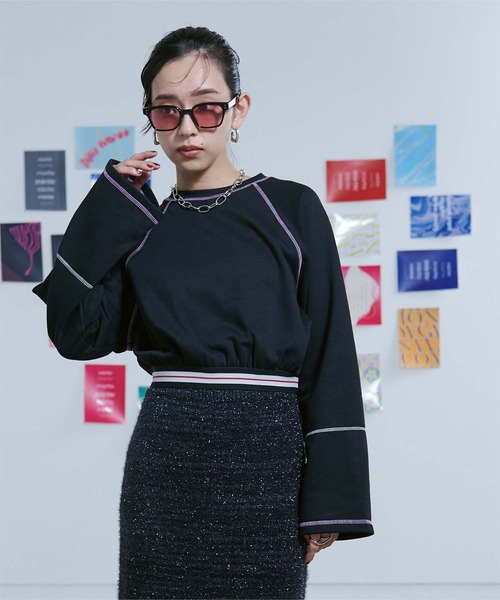 miette(ミエット)の「裾ゴムラグランスリーブプルオーバー(Tシャツ/カットソー・レディース・グレー/オートミール/ブラック・FREE)」の5枚目の写真