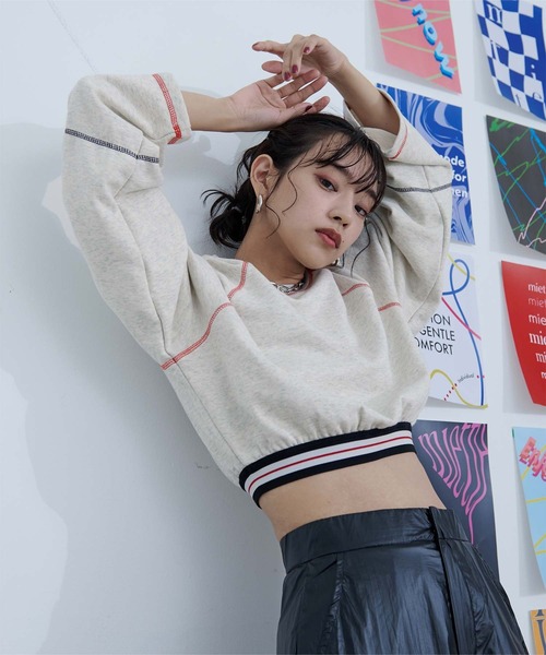 miette(ミエット)の「裾ゴムラグランスリーブプルオーバー(Tシャツ/カットソー・レディース・グレー/オートミール/ブラック・FREE)」の9枚目の写真