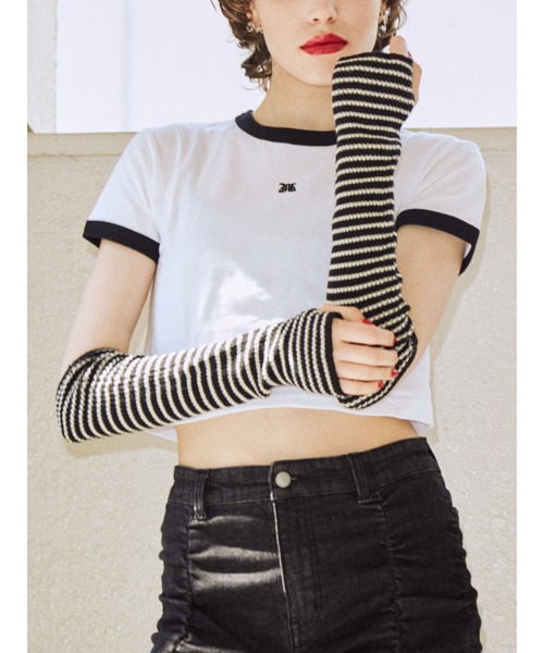 jouetie(ジュエティ)の「ボーダーアームウォーマー(アームカバー・レディース・レッド/ブラック・MEDIUM)」の19枚目の写真