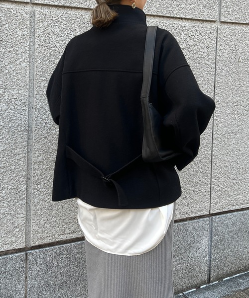 un dix cors（アンディコール）の「スタンドショートコート（ピーコート・レディース・ベージュ/ブラック/ブラウン・FREE）」の13枚目の写真