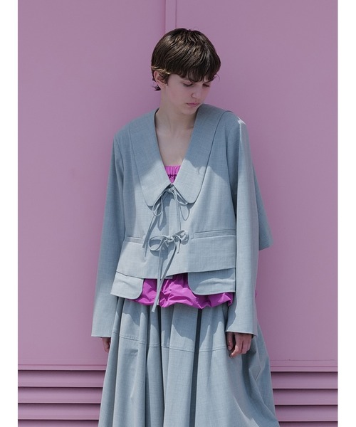 SORIN（ソリン　）の「ストレッチトロ　リボンショートジャケット（テーラードジャケット・レディース・アイボリー/ライトグレー/ブラック・38）」の4枚目の写真