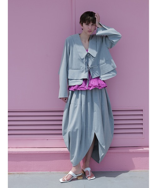 SORIN（ソリン　）の「ストレッチトロ　リボンショートジャケット（テーラードジャケット・レディース・アイボリー/ライトグレー/ブラック・38）」の5枚目の写真