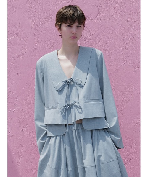 SORIN（ソリン　）の「ストレッチトロ　リボンショートジャケット（テーラードジャケット・レディース・アイボリー/ライトグレー/ブラック・38）」の7枚目の写真