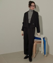 ショートジャケット+タックパンツ セットアップ