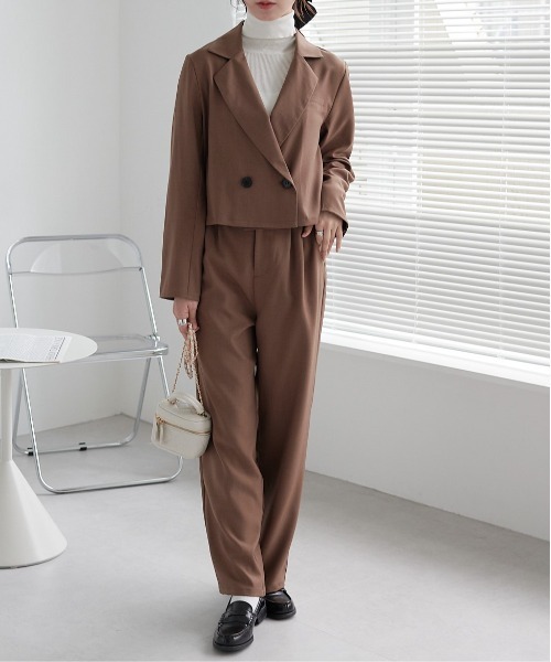 ショートジャケット+タックパンツ セットアップ（セットアップ