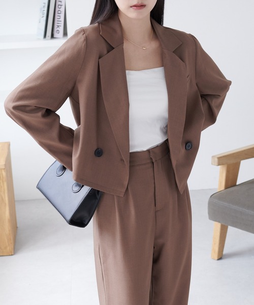 ショートジャケット+タックパンツ セットアップ（セットアップ