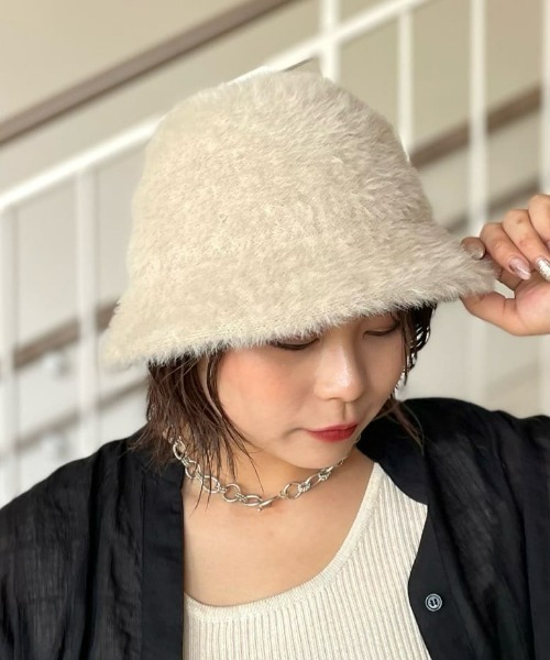 Right-on（ライトオン）の「【HONEYSUCKLE ROSE】シャギーベルハット（ハット・レディース・ブラック/ベージュ・ONE SIZE）」の10枚目の写真