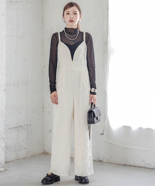 AMELY(エミリー)の「ジャガードサロペット(サロペット/オーバーオール・レディース・オフホワイト/ブラック・M/L)」の16枚目の写真