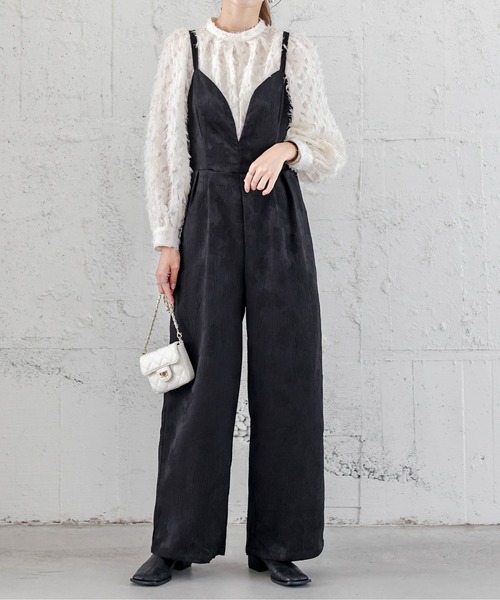 AMELY(エミリー)の「ジャガードサロペット(サロペット/オーバーオール・レディース・オフホワイト/ブラック・M/L)」の17枚目の写真