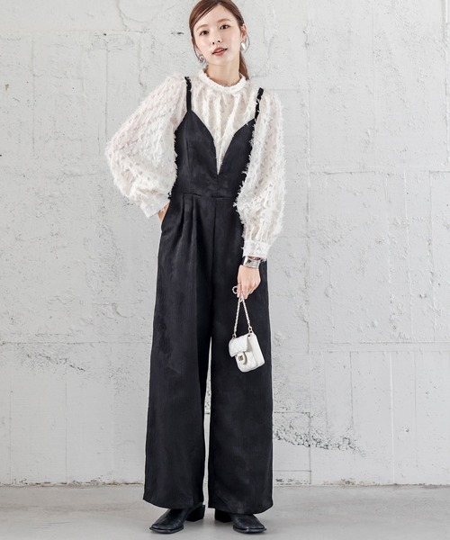 AMELY(エミリー)の「ジャガードサロペット(サロペット/オーバーオール・レディース・オフホワイト/ブラック・M/L)」の18枚目の写真
