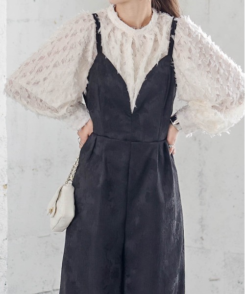 AMELY(エミリー)の「ジャガードサロペット(サロペット/オーバーオール・レディース・オフホワイト/ブラック・M/L)」の19枚目の写真