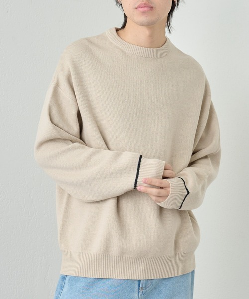 COLONY 2139（コロニートゥーワンスリーナイン）の「リサイクルポリクルーニット（ニット/セーター・メンズ・グレイッシュベージュ/アイボリー/バイオレット/ブラック/ブルー・LARGE/MEDIUM）」の2枚目の写真