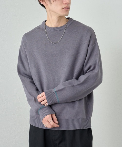 COLONY 2139（コロニートゥーワンスリーナイン）の「リサイクルポリクルーニット（ニット/セーター・メンズ・グレイッシュベージュ/アイボリー/バイオレット/ブラック/ブルー・LARGE/MEDIUM）」の5枚目の写真