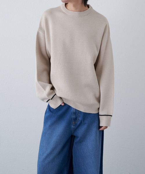 COLONY 2139（コロニートゥーワンスリーナイン）の「リサイクルポリクルーニット（ニット/セーター・メンズ・グレイッシュベージュ/アイボリー/バイオレット/ブラック/ブルー・LARGE/MEDIUM）」の6枚目の写真