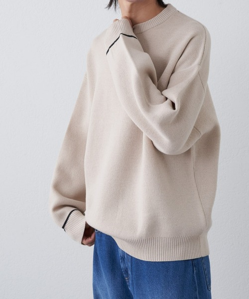 COLONY 2139（コロニートゥーワンスリーナイン）の「リサイクルポリクルーニット（ニット/セーター・メンズ・グレイッシュベージュ/アイボリー/バイオレット/ブラック/ブルー・LARGE/MEDIUM）」の7枚目の写真