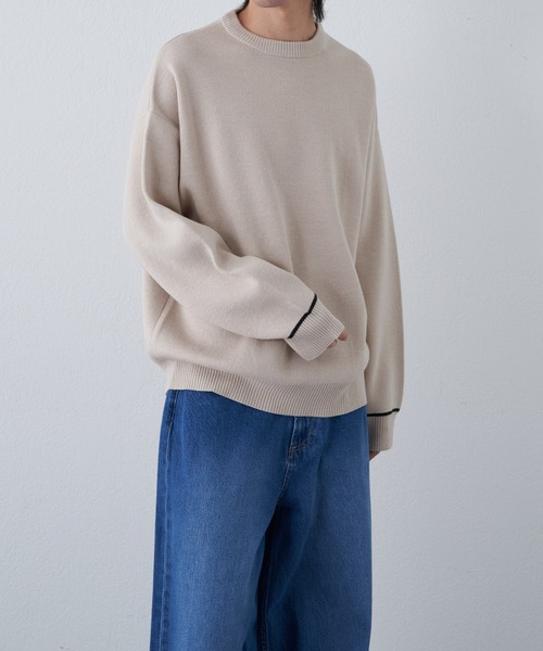 COLONY 2139（コロニートゥーワンスリーナイン）の「リサイクルポリクルーニット（ニット/セーター・メンズ・グレイッシュベージュ/アイボリー/バイオレット/ブラック/ブルー・LARGE/MEDIUM）」の9枚目の写真