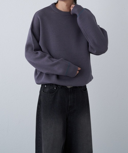 COLONY 2139（コロニートゥーワンスリーナイン）の「リサイクルポリクルーニット（ニット/セーター・メンズ・グレイッシュベージュ/アイボリー/バイオレット/ブラック/ブルー・LARGE/MEDIUM）」の12枚目の写真