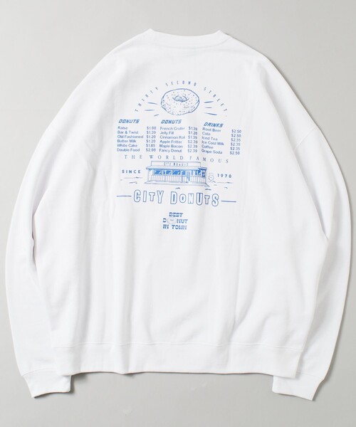 Inside 23 　ドローイングプリント　クルーネックスウェットBK×WH Inside 23 ドローイングプリント クルーネックスウェットBK×WH