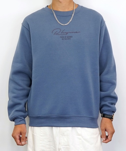 Burner(バーナー)の「【GROOVY STORE】バックプリント裏起毛スウェットクルー(スウェット・メンズ・ブラック/ホワイト/ブルー/バーガンディー/ブラック系その他2/ネイビー/杢グレー/ライトブラック・L/LL/M/3L/4L)」の1枚目の写真