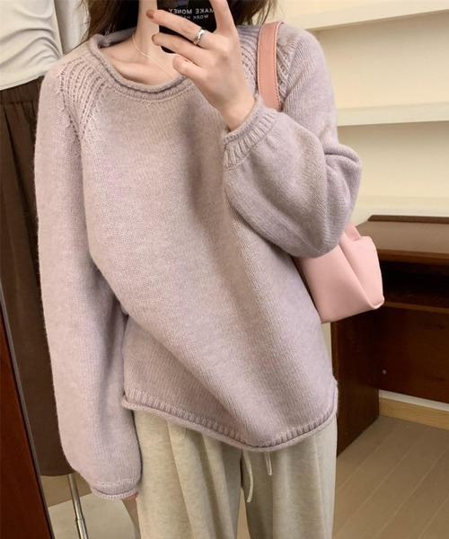 MAISON DE THERESE(メゾン ド テレーズ)の「ビッグシルエット クルーネックニットトップス/セーター(ニット/セーター・レディース・オレンジ/パープル/レッド/カーキ/ブルー/ローズ/アイボリー・FREE)」の6枚目の写真
