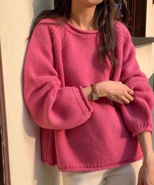 MAISON DE THERESE(メゾン ド テレーズ)の「ビッグシルエット クルーネックニットトップス/セーター(ニット/セーター・レディース・オレンジ/パープル/レッド/カーキ/ブルー/ローズ/アイボリー・FREE)」の7枚目の写真