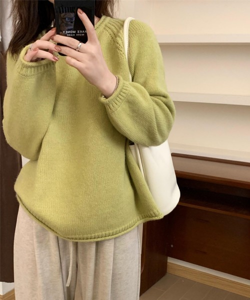 MAISON DE THERESE(メゾン ド テレーズ)の「ビッグシルエット クルーネックニットトップス/セーター(ニット/セーター・レディース・オレンジ/パープル/レッド/カーキ/ブルー/ローズ/アイボリー・FREE)」の10枚目の写真