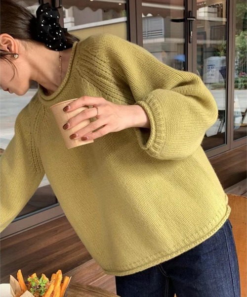 MAISON DE THERESE(メゾン ド テレーズ)の「ビッグシルエット クルーネックニットトップス/セーター(ニット/セーター・レディース・オレンジ/パープル/レッド/カーキ/ブルー/ローズ/アイボリー・FREE)」の11枚目の写真