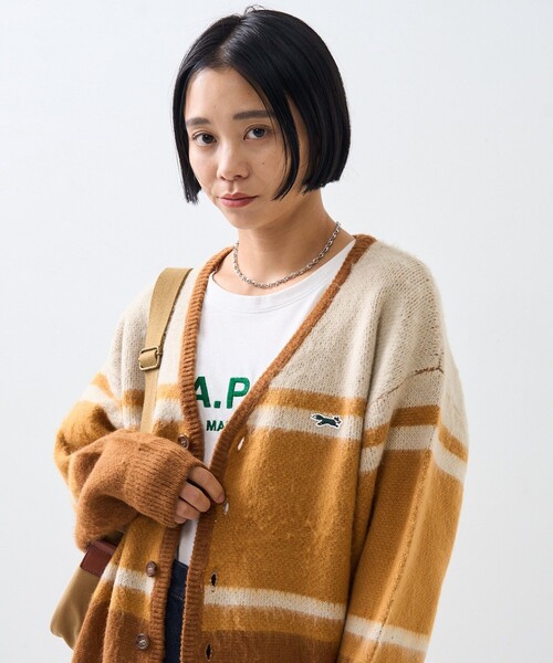FREAK'S STORE(フリークスストア)の「TOWN CRAFT × FREAK'S STORE/タウンクラフト 別注 ボーダー ニットカーディガン(カーディガン/ボレロ・レディース・ブルー/オリーブ/マスタード・フリ-)」の3枚目の写真