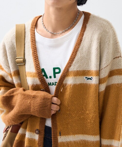 FREAK'S STORE(フリークスストア)の「TOWN CRAFT × FREAK'S STORE/タウンクラフト 別注 ボーダー ニットカーディガン(カーディガン/ボレロ・レディース・ブルー/オリーブ/マスタード・フリ-)」の9枚目の写真