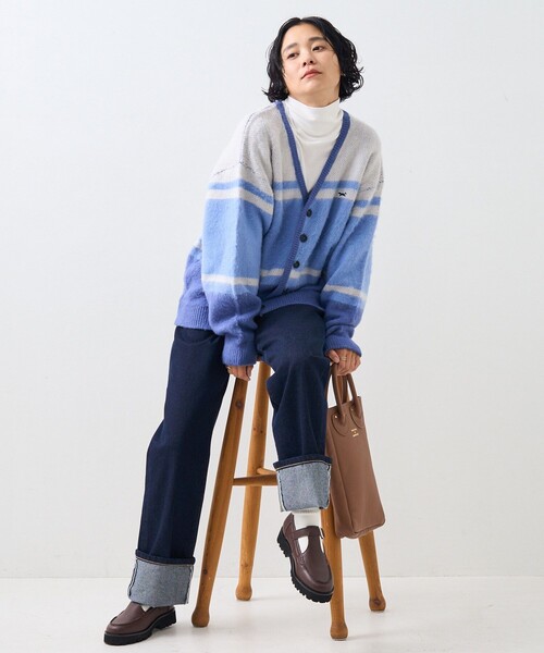 FREAK'S STORE(フリークスストア)の「TOWN CRAFT × FREAK'S STORE/タウンクラフト 別注 ボーダー ニットカーディガン(カーディガン/ボレロ・レディース・ブルー/オリーブ/マスタード・フリ-)」の18枚目の写真