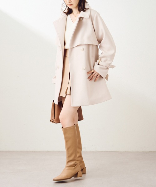 one after another NICE CLAUP（ワンアフターアナザーナイスクラップ）の「カシュクールリブニット（ニット/セーター・レディース・ベージュ/アイボリー/ブラック/ピンク・FREE）」の15枚目の写真