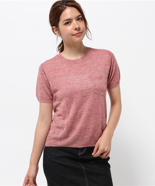 OUTLET（アウトレット）の「【Ciaopanic】ウォッシャブル麻S/Sポケ付プルオーバー（ニット/セーター・レディース・ブラック/グレー/オフホワイト/ネイビー/レッド・FREE）」の5枚目の写真