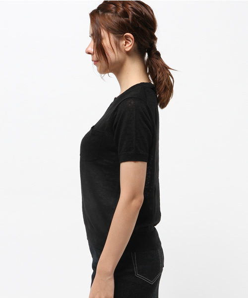 OUTLET（アウトレット）の「【Ciaopanic】ウォッシャブル麻S/Sポケ付プルオーバー（ニット/セーター・レディース・ブラック/グレー/オフホワイト/ネイビー/レッド・FREE）」の7枚目の写真